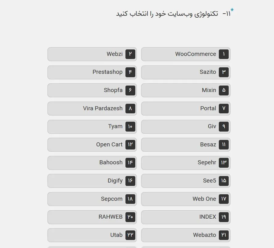 انتخاب تکنولوژی ساخت سایت